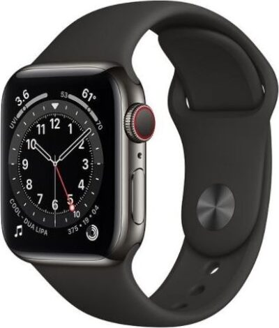 Smartwatch Apple Watch 6 GPS + Cellular 40mm Gray Steel Black Sport Czarny (M06X3WB/A)