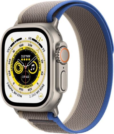 Smartwatch Apple Watch Ultra GPS + Cellular 49mm Titanium Case Trail Loop Small/Medium Szaro-niebieski (MNHL3WB/A)