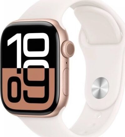 Apple Watch Series 10 GPS + Cellular, koperta 42 mm z aluminium w kolorze różowego złota z paskiem sportowym w kolorze łagodnego