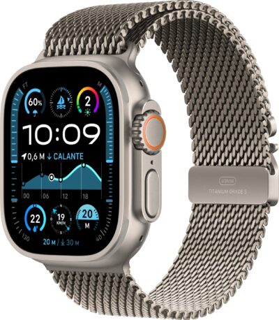 Smartwatch Apple Watch Ultra 2 GPS + Cellular 49mm Natural Titanium Case Milanese Loop Szary (MX5R3FD/A)