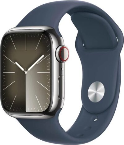 Smartwatch Apple Watch 9 GPS + Cellular 41mm Silver Stainless Steel Sport M/L Niebieski (MRJ33QP/A)