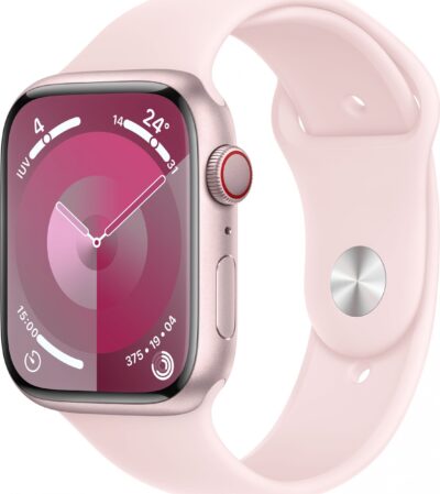 Smartwatch Apple Watch 9 GPS + Cellular 45mm Pink Alu Sport S/M Różowy (MRMK3QP/A)